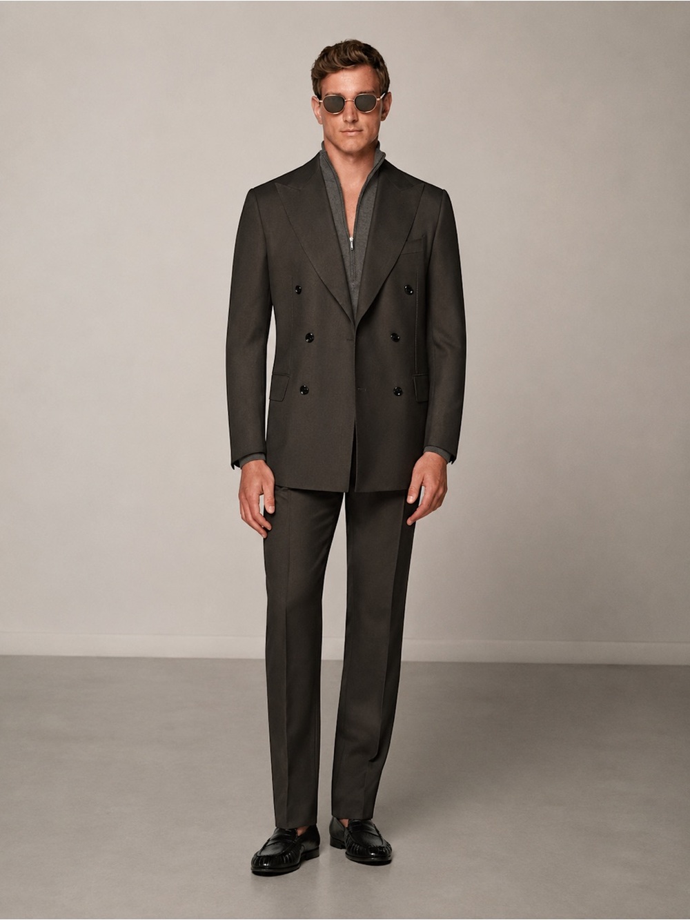 Suitsupply Double-Breasted Dark Green Wool “Milano” Suit 38R